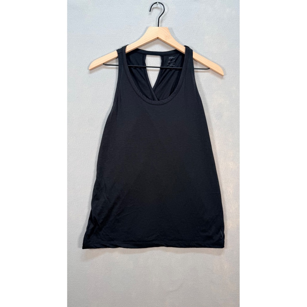 Nike Yoga Dri-FIT Tank Top Black Open Cross Back Sleeveless Womens Small